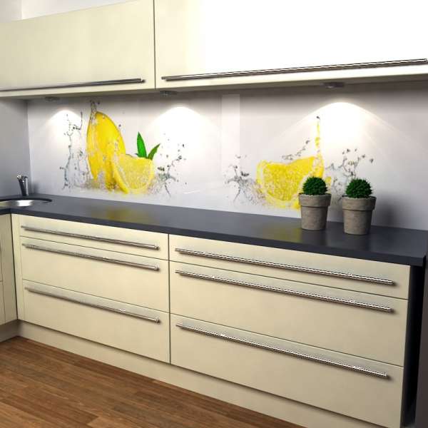 Küchenrückwand mit Zitronenmotiv